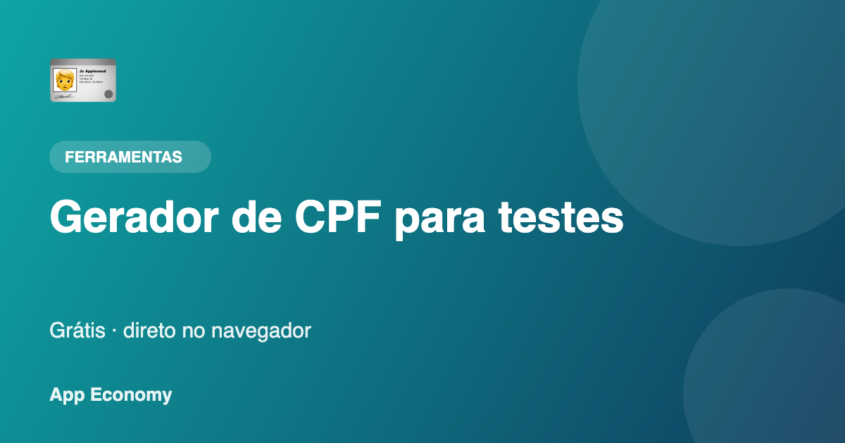 Gerador de CPF para testes - ferramenta online gratuita