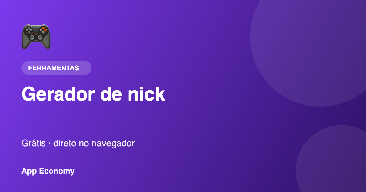 Gerador de nick - ferramenta online gratuita